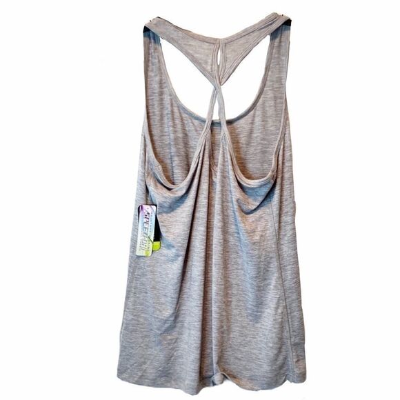 NEW Grey Workout Quick Dri Tank Cut Out Back Athletic Summer Tank Top - Picture 2 of 4